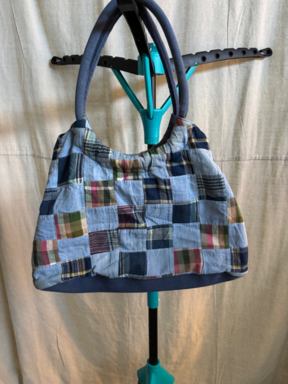 Buckhead Betties Madras/Chambray Patchwork Shoulder Bag 100% cotton - Picture 2 of 15